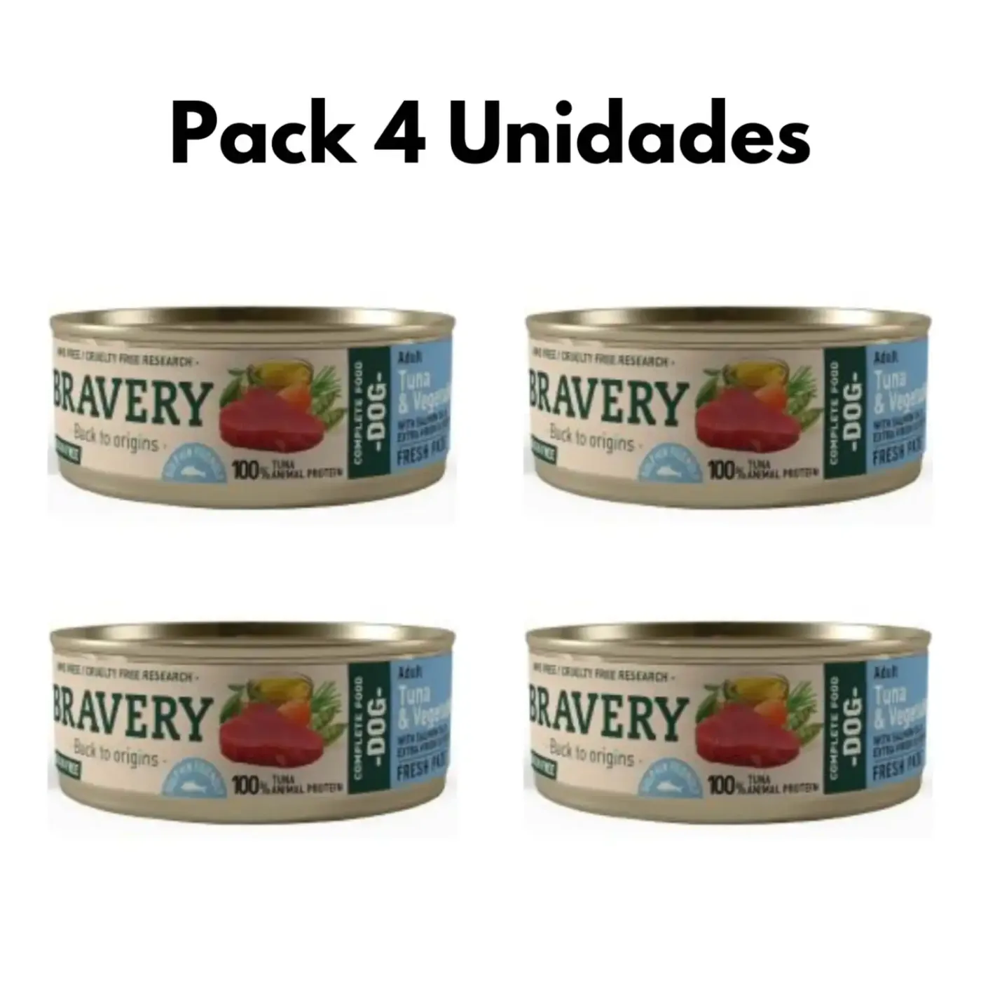 Pack 4 Bravery atun y vegetales adulto dog wet food